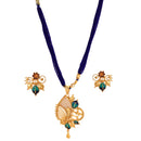 Pankhudi Sea Green Minakari Pendant Set - BRISHNI