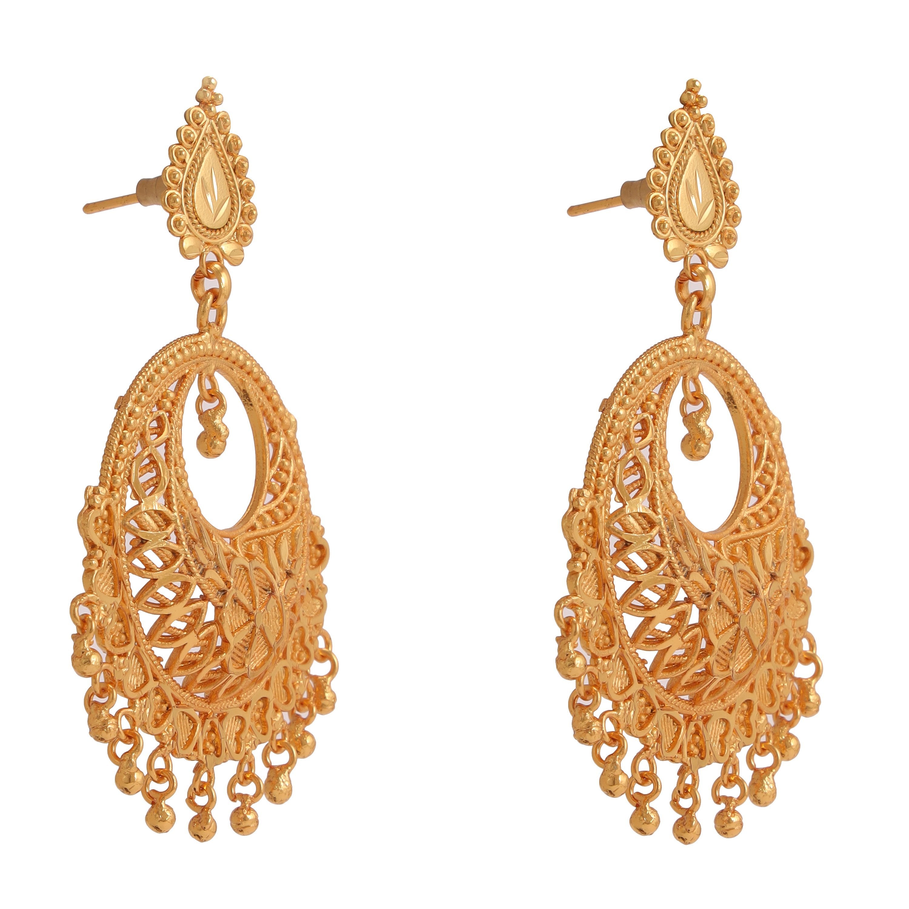 Buy Fancy Light Weight Traditional Gold Plated Antique Finish Medium Size  Jhumka Earrings for Women (Style 7) at Amazon.in