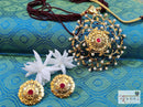 Prosakha - White Beaded Pendant With Chain and Matching Studs - BRISHNI