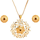 Prosakha - White Beaded Pendant With Chain and Matching Studs - BRISHNI