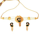 Round Mayur White Beaded Choker Set - BRISHNI
