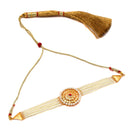 Round Pasha Motif White Beaded Choker Set - BRISHNI