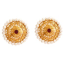 Round Pasha Motif White Beaded Choker Set - BRISHNI