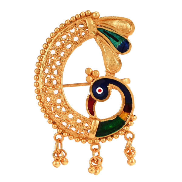 Peacock Brooch Saree Pin - Main Image