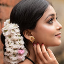 Square Locket With Black Tassel And Earrings - BRISHNI