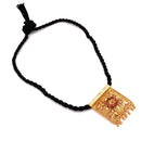 Square Locket With Black Tassel And Earrings - BRISHNI