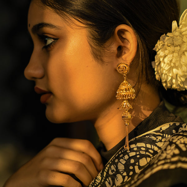 MEENAZ Long Jhumki Ear Chain Jhumka Earrings for Women Girls Traditional  Temple 1 One Gram Gold fashion South Indian Screw Back fashion kanoti  Meenakari Hair Peacock Jhumkas Combo stylish golden 549 :