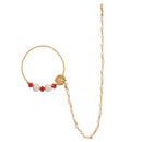 Traditional Nose Ring with Beaded Chain (Nath) - BRISHNI
