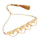 Trina Choker Set featuring 24K gold-plated copper necklace with floral design and tassel, ideal for elegant accessorizing.