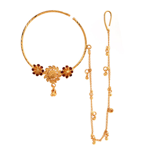 Triple Folwer Ball Chain Nosering - BRISHNI