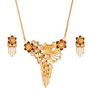 Twin Flower Minakari Chain Necklace Set - BRISHNI