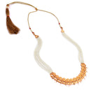 White Beaded Flower Sequence Necklace Set - BRISHNI