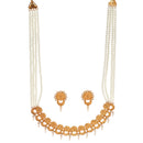 White Beaded Flower Sequence Necklace Set - BRISHNI