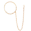 White Beaded Nose Ring With Beaded Chain ( Nath ) - BRISHNI