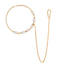 White Beaded Nose Ring With Chain ( Nath ) - BRISHNI