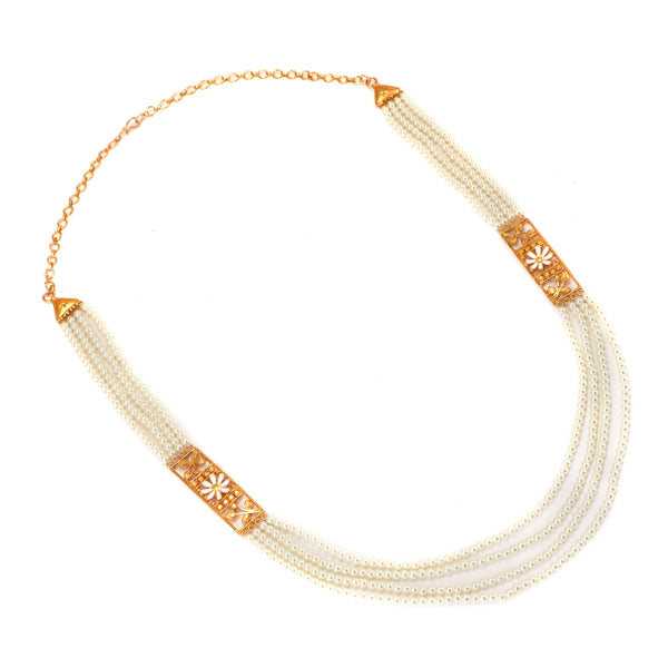 White Mina Beaded Small Lahara Necklace Set - BRISHNI
