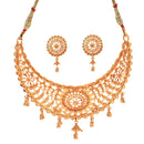 White Mina Charm Choker set with matching earrings, 24K gold-plated design for elegant style.