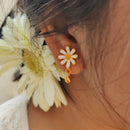 White Minakari Gold Drop Earrings - BRISHNI
