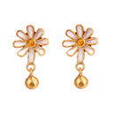 White Minakari Gold Drop Earrings - BRISHNI